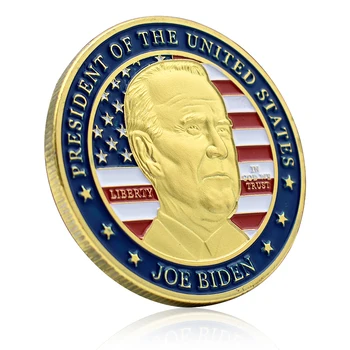 Al 46-lea Președinte al Statelor Unite, Joe Biden, Monedă Comemorativă de Metal Relief Ambarcațiunile de Monede de Aur de Colectare Cadou - Imagine 2  