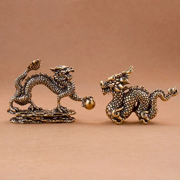 Alamă Zodia Dragon Ornamente Figurine Miniaturi Norocos Bestia 3D Statuia Desktop Decoratiuni Artizanat Accesorii Acasă Decoruri - Imagine 1  