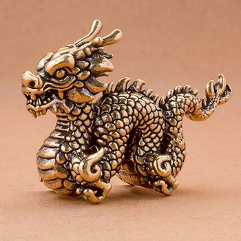 Alamă Zodia Dragon Ornamente Figurine Miniaturi Norocos Bestia 3D Statuia Desktop Decoratiuni Artizanat Accesorii Acasă Decoruri - Imagine 2  