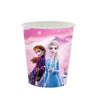 Disney Frozen Petrecere De Ziua Decoratiuni Fata Roz Snow Queen Plăci De Hârtie Cupe Tacamuri Set Elsa Fericit Baloane Consumabile Pentru Copii - Imagine 2  
