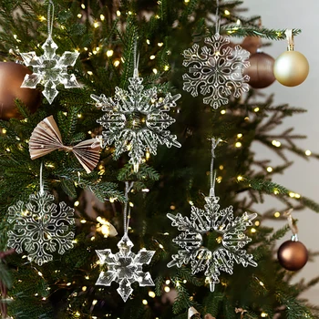 Pomul de crăciun Transparent Fulg de nea Agățat Ornamente de Crăciun Copaci Pandantiv Petrecere de Crăciun Acasă DIY Decorare de Crăciun de Anul Nou - Imagine 1  
