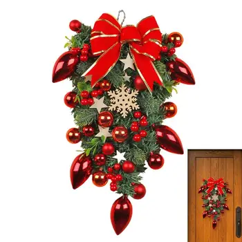 Ușa De Crăciun Swag Coroană De Crăciun Aspect De Decorare A Crea O Stare De Spirit De Craciun Pentru Pomul De Crăciun Pervazul Ferestrei Cutie De Cadou Și Lumânare - Imagine 1  