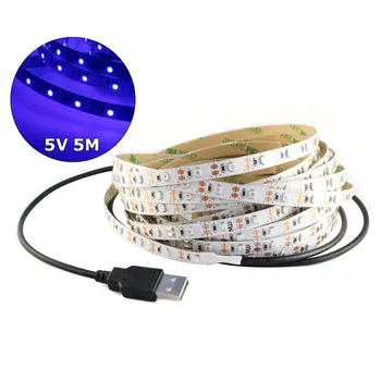 0,5 m 1m 1,5 m 2m 3m 5m UV Ultraviolete Lumina Benzi a CONDUS Nowaterproof DC5V Flexibila SMD 5050 30leds/m Dioda LED Banda Cu USB Wiren - Imagine 2  