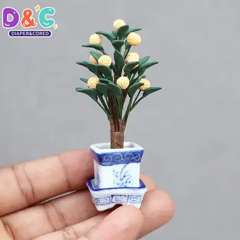 1:12 Casă De Păpuși În Miniatură Copac Portocaliu Ghivece Cu Plante Bonsai De Gradina Model Decor Jucărie Casa Papusa Accesorii - Imagine 1  