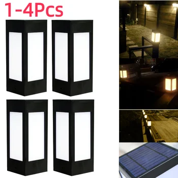 1-4buc Solar Gard Post LED Lumina Cap Impermeabil în aer liber, Grădină, Curte, Piscină Lampa Pătrat Lumini Cale Cale Garden Street Lampă - Imagine 1  