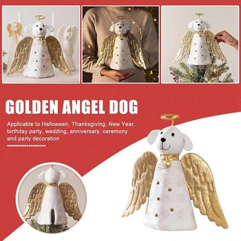 1 BUC 3D Crăciun Înger Câine de Top Miracol de Crăciun Înger de Aur Câine Artizan de Sus așa Cum se Arată Pânză + Burete Pentru Casa de Locuit - Imagine 1  