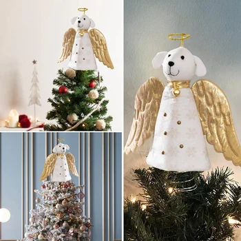 1 BUC 3D Crăciun Înger Câine de Top Miracol de Crăciun Înger de Aur Câine Artizan de Sus așa Cum se Arată Pânză + Burete Pentru Casa de Locuit - Imagine 2  