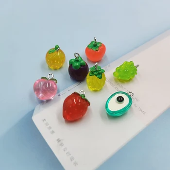 10buc Drăguț de Fructe de Căpșuni Piersici Avocado Mangosteen Farmecele pentru a Face Bijuterii DIY Bratari Cercei Accesorii Păpuși C586 - Imagine 1  