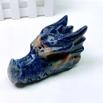 10CM Naturale Albastru Sodalit Sculptate de Mână, Dragon, Craniu de Cuarț de Înaltă Calitate de Cristal de Vindecare Moda Pentru Decorarea Acasă Cadou 1buc - Imagine 1  
