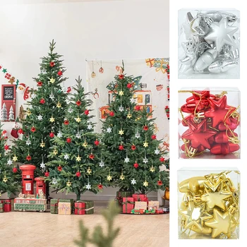 12buc/set Crăciun Stele Pandantiv Argint Aur Roșu de Pom de Crăciun Agățat Ornamente pentru Casa de Nunta de Petrecere Festivalul DIY Decorare - Imagine 1  