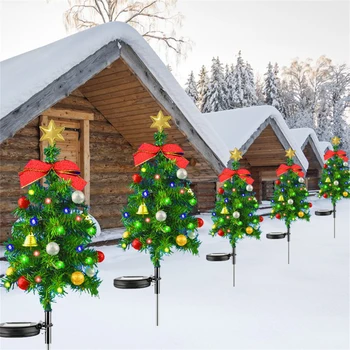 2 buc Lampă Solară Lawn Pomul de Crăciun Decor Lumini Solare-Alimentat Peisaj Lampi Pentru Gradina cu Gazon Terasa Veranda Decor de Crăciun - Imagine 1  