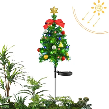 2 buc Lampă Solară Lawn Pomul de Crăciun Decor Lumini Solare-Alimentat Peisaj Lampi Pentru Gradina cu Gazon Terasa Veranda Decor de Crăciun - Imagine 2  