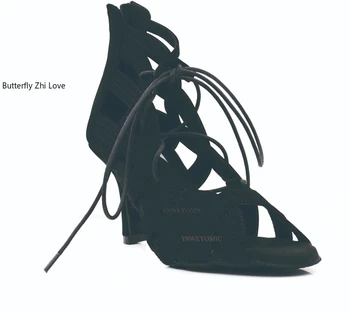 2021 Primăvară Dans Latino Pantofi De Piele De Căprioară Negru Pantofi De Dans Pentru Femei Fete Dans Profesionist Cizme Pantofi De Dans Salsa - Imagine 2  