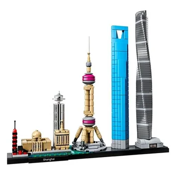 2022 Noi 597pcs Arhitectura Orizontul de Colectare Shanghai Blocuri de Asamblare Model Clasic Kit DIY Copii Cărămizi Jucarii Cadou - Imagine 2  