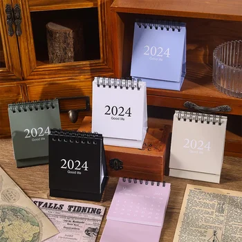 2023.09 - 2024.12 Culoare Solidă Mini Bobina Calendar de Birou cu Buline Autocolante Planificator de zi cu Zi Programul de Lucru Creativ Consumabile - Imagine 1  