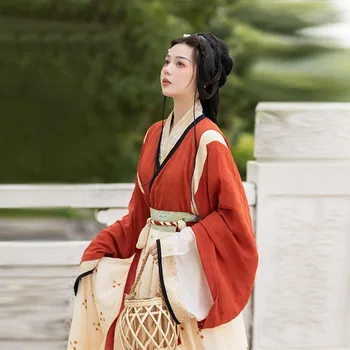 2023 Hanfu Rochie Original Începutul Toamnei Stil Stil Wei Jin Jiao Guler Opt Rupt Fusta Hanfu Rochie Costum - Imagine 1  