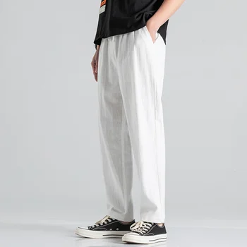 2023 Primăvară Pantaloni Harem Noi Bărbați Lenjerie de pat din Bumbac Vrac de sex Masculin Casual Culoare Solidă Pantaloni Stil Chinezesc Plus Dimensiune pantaloni de Trening - Imagine 1  