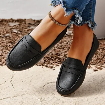 2023 Înaltă Calitate Doamnelor Pantofi Slip on pentru Femei Balerini Toamna Rotund Deget de la picior Solid Superficial Gura Low-toc Zilnic Concis Pantofi Plat - Imagine 1  