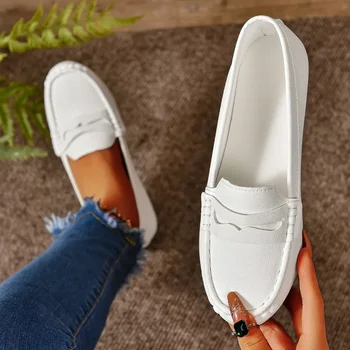 2023 Înaltă Calitate Doamnelor Pantofi Slip on pentru Femei Balerini Toamna Rotund Deget de la picior Solid Superficial Gura Low-toc Zilnic Concis Pantofi Plat - Imagine 2  