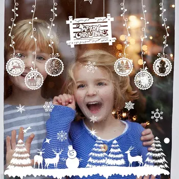 2024 An Nou Fericit Autocolante Cerb de Crăciun om de Zăpadă Moș Crăciun Fereastra Autocolant Crăciun Fericit Decoratiuni pentru Casa Navidad 2023 - Imagine 2  
