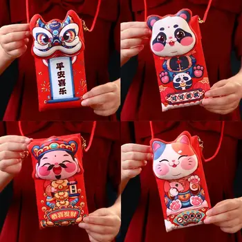 2024 Chineză 3D Panda Roșu de Pachete de Festivalul de Primăvară Speciale Cârpă Plic Roșu Dragon Rucsac Lună Plină Cadou Copil Norocos Desene animate - Imagine 1  