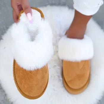 2024 Noi de Iarna pentru Femei de Moda de Zăpadă Cald piele de Căprioară Mini de Lux Haimana Cizme Femei Plat Bottine Botas Cizme Pantofi Plat pentru Femei - Imagine 1  