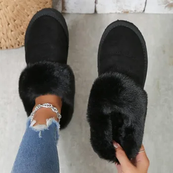 2024 Noi de Iarna pentru Femei de Moda de Zăpadă Cald piele de Căprioară Mini de Lux Haimana Cizme Femei Plat Bottine Botas Cizme Pantofi Plat pentru Femei - Imagine 2  