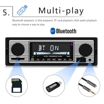 2024 Nou Wireless Radio Auto cu MP3-Player compatibil Bluetooth Multimedia-AUX USB FM Player 12V Stereo-Audio Auto-Electronics - Imagine 2  