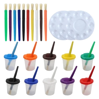 23Pcs Plastic Perie Acuarelă cu Pensulă de Curățare Cupe Palete Portabil Copil de Artă Set pentru Pictura in Acuarela - Imagine 2  