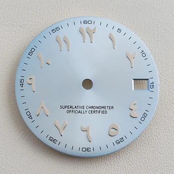 28.5 mm NH35 cadran Roz Arabe, cadran luminos cadran de Argint din oțel inoxidabil convex arabă dial Watch accesorii - Imagine 2  