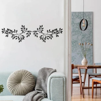 2PC Minimalist Rezumat Ramură de Flori de Metal Semn Stil Nordic Arta de Perete Living, Dormitor Cameră Decor Negru Decupaj Decor - Imagine 2  