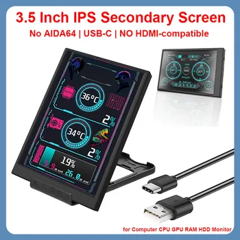 3.5 Inch IPS Ecran Secundar USB-C Full Vedere Temperatura de Monitorizare în timp Real NU compatibil HDMI pentru PC Gratuit AIDI64 - Imagine 1  