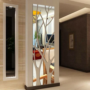 3D Acril Copac Oglindă Autocolant Perete Amovibil DIY Arta Decal Home Decor Mural 100X28CM - Imagine 1  