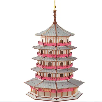 3D din Lemn Model Clădire Kituri DIY Lei Feng Turn de Arhitectura Chineză Jigsaw Puzzle-uri pentru Prieteni Cadouri Decor Acasă - Imagine 1  