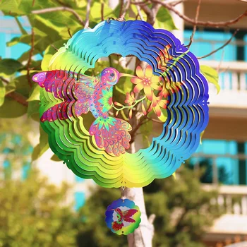 3D Rotative Chime Vânt în aer liber, Grădină Vântul se Transformă Flori de Portocal Pasăre Grădină Pandantiv Pentru Decor Gradina - Imagine 2  
