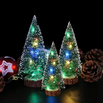 3pc de Lumină LED, Mini-Brazi Artificiali de Crăciun Decoratiuni Festivalul de Masă în Miniatură Zăpadă Îngheț Copac Xmas Decor 3 Dimensiuni - Imagine 2  