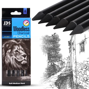3pc Profesionale Carbon Pur Schiță Pixuri Hard/mediu/moale Woodless Creion Carbune Set Instrument de Desen Pictura Arta Consumabile - Imagine 1  