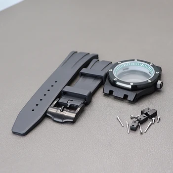 41mm Negru Ceas de Cazuri de Cauciuc Watchband Piese Pentru Seiko nh34 nh35 nh36 nh38 Mișcare 28.5 mm Cadran Impermeabil Cu Capitolul Inele - Imagine 1  