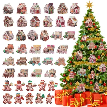 42Pcs Pom de Crăciun Ornamente Colorate din Lemn Agățat Ornamente pentru Pomul de Crăciun Decor Cu Lollipop Om turtă dulce Bomboane de Casa - Imagine 1  