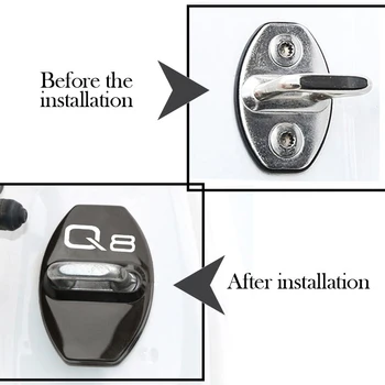 4BUC Auto Door Lock Acoperire Anti-rugina Cataramă de Styling pentru Audi Q8 Logo Emblema de Protecție din Oțel Inoxidabil Sunt Cazuri Accesorii - Imagine 2  