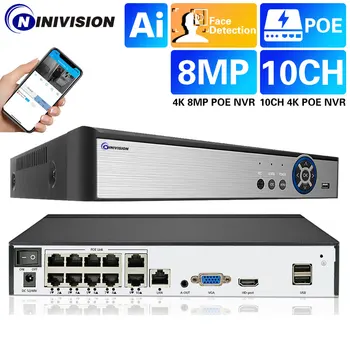 4K 10CH CCTV Fata de Rețele IP Recorder Video Interfon Audio Pentru Acasă Xmeye Mini Poe Nvr Audio de Protecție de Securitate 10 Canale - Imagine 1  