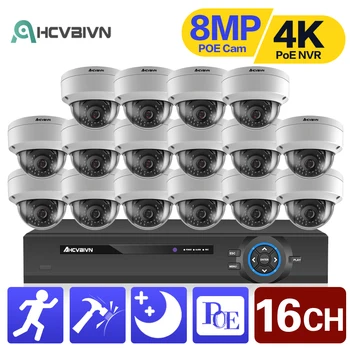 4K 16 Canale de Supraveghere Video CCTV Kit de 8MP 8CH POE NVR Kit Exterior Impermeabil POE IP Dome Camera de Securitate de Sistem 16CH P2P - Imagine 1  