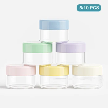 5/10BUC 5g Face Borcan Cosmetice Proba Recipient Gol Mic Reîncărcabile Sticle de Plastic Capac Rotund Fard de pleoape Crema de Călătorie Oală - Imagine 1  