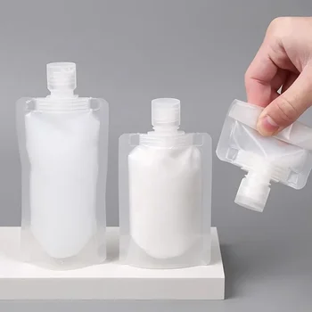 5 Buc Clapetă De Ambalare Sac De Stand Up Cioc Pungă De Plastic Dezinfectant De Mâini Loțiune Șampon Machiaj Lichid Sticle De Călătorie - Imagine 1  