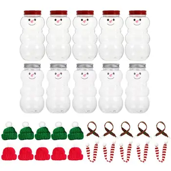 500ml Suc de Crăciun Sticle de Bauturi om de Zăpadă Forma Sticle de Lapte Cu Capace de Crăciun Sticla de Suc de Crăciun Aprovizionarea Cu Eșarfe - Imagine 1  