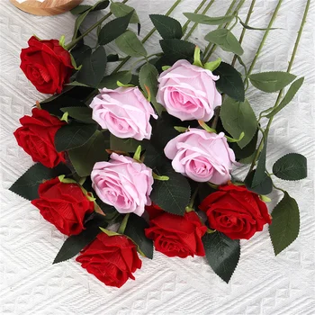 50cm Velvet Rose Plante Artificiale de Lux de Nunta de Decorare Mireasa care Deține Buchet de Partid Eveniment Fereastră Decor Flori False - Imagine 2  