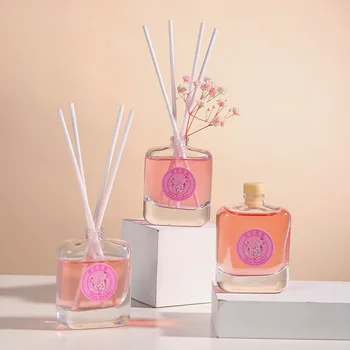 50ml Pătrat Reed Diffuser Sticla cu Sakura Ulei Esențial Difuzor Seturi Hotel Casa Aromoterapie Odorizant Parfum de Acasă - Imagine 2  
