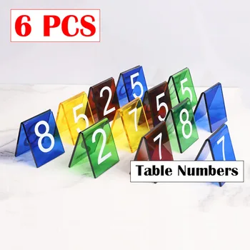 6PCS Dublu Fețe Permanent Acrilic Numerele de Masă Personalizate Birou Semn Plăci Restaurant Cafe-Bar Tabelul Marker Loc Rezervat Card - Imagine 1  