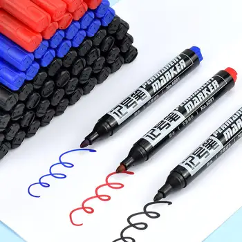 6pcs Permanent Markere Vopsea Stilou Impermeabil Creion Negru pentru Anvelope Gras Marker Uscare Rapidă Semnătura Pen Papetarie Rechizite - Imagine 2  