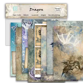 8sheets dragon A5, Hârtie de Ambalaj pentru DIY Junk Jurnalul Planificator de mass-Media Mixte de Artizanat - Imagine 1  